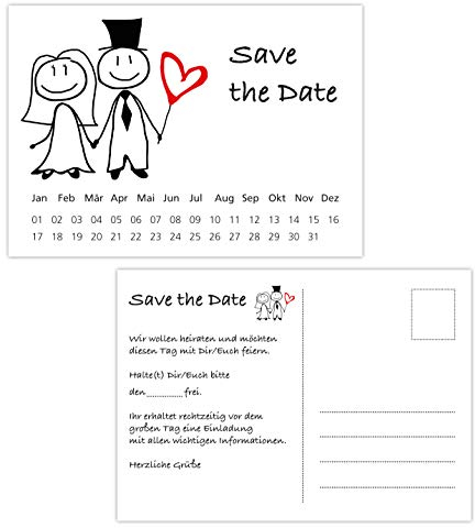 Clever Pool Postkarten Save the Date Karten, Hochzeit, Wedding, Hochzeitsleinladungen, Terminplanung Hochzeitsfeier (20 Karten Brautpaar)