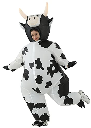 JASHKE Inflatable Cow Costume Adult Cow Costume Fancy Dress Adult Inflatable Halloween Costumes Blow up Cow Costume for Adult