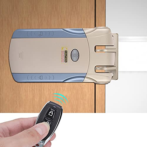 Wireless Smart Touch Remote Control Electronic Lock, Keyless Entry Door Lock Invisible Anti-Theft Security Locks with 4 Remote Controllers(Gold)