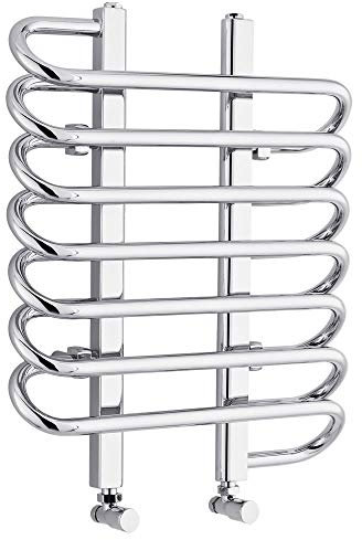 Milano Select - Chrome Curved Bar Ladder Style Heated Towel Rail - 610mm x 500mm