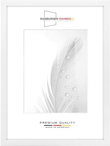 DR24 84,1x118,9 (DIN A0) Bilderrahmen (Weiss matt) nach Maß, 35 mm breiter MDF Holzrahmen inkl. entspiegelter Anti-Reflex Kunstglasscheibe, stabiler Rückwand, Biegestiften und Aufhängern