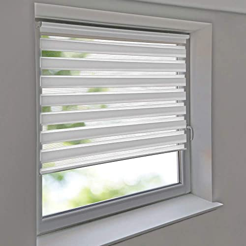 Doppelrollo 65 x 130 cm weiß Klemmfix ohne Bohren Vario Seitenzug Duorollo