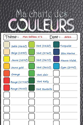 Ma charte des couleurs: Cahier de nuancier de couleurs à remplir avec 56 nuanciers distincts et 2520 zones à colorier et à remplir pour organiser, ... endroit (Nuancier à compléter, Color Charts)