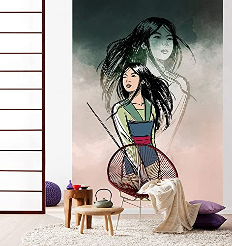 Komar Disney Vlies Fototapete - Brave Mulan - Größe: 200 x 280 cm (Breite x Höhe) - Mädchen, Prinzessin, Kinderzimmer, Tapete - IADX4-083