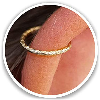 Helix Piercing Gold – Gehämmertes Helix Ohrring 20G 8mm – 14k Gold Filled Helix Ring für Damen – Piercing Ohr Gold – Handgemachter Ohrpiercing Schmuck
