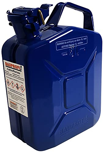 BAUPROFI 5 Liter Stahlblechkanister GGVS mit Sicherungsstift BLAU Benzinkanister