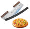 AILUROPODA Coupe-pizza à bascule avec housse de protection avec poignées en noyer avec certification FDA et LFGB Grand coupe-pizza 14 Sharp Silver