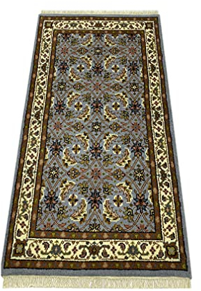 WAWA TEPPICHE Blau Teppich Wolle Handgeknüpft Orientteppich 100% Schurwolle D10 90X170 cm (90 x 160 cm)