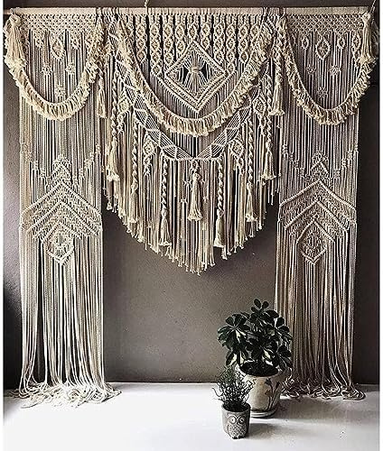 Handmade Macrame Curtain, Bohemian Decor, Wall Arch, Backdrop, Wedding, Wall Hanging, Curtain Scarves, W 190 x L 215 cm