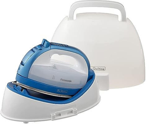 Panasonic Cordless Iron, Portable 360-Degree Freestyle Dry/Steam Iron with Precision Tips and Stainless Steel Soleplate, Anti-Calc and Anti-Drip, Power Base and Carrying/Storage - NI-QL1000A (Blue)