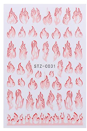 Nail Art Decoration Nail Foils Slider Wraps Adhesive Decals Fire Flame Design Nail Art Stickers Pink Blue 3D(STZCS-31)