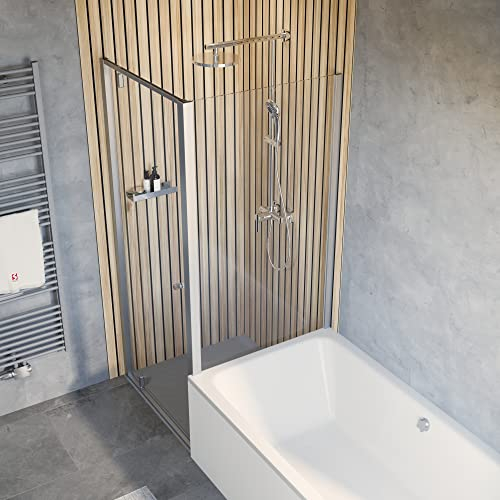 Schulte Duschkabine Drehtür inkl. verkürzte Seitenwand Trend 2.0 Alu-Natur Sicherheitsglas Klar hell 80x80 cm