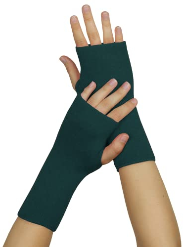 banora Armstulpen/Pulswärmer mit Daumenloch für Damen und Herren in der Naturqualität mit Schurwolle und Seide (Gr. 3, Farbe: petrol)