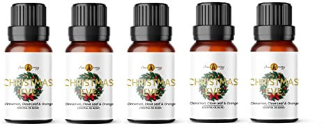 Aroma Energy | Christmas Eve Essential Oil Blend - 50ml (5 x 10ml Bottles) - Contains Cinnamon, Orange & Clove - 100% Pure & Natural