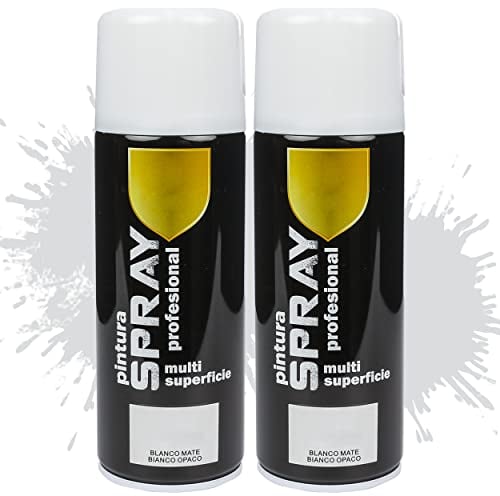 Etrexonline Pintura Spray Multicolor Profesional 400ml Adecuado Metal Madera y Plástico - Color Blanco Mate (Paquete de 2)