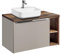 Lomadox Waschtisch Set mit 80cm Unterschrank und Regal, in Taupe mit Vintage Eiche, 40cm Keramik Waschbecken, Softclose-Schubkasten, B/H/T 80,4/62,5/46 cm