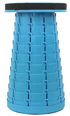 Generic SJYS tragbarer Klapphocker, Teleskophocker, 6-45.5 cm, 10 höhenverstellbar, Campinghocker, aufgewerteter Klapphocker (blau)