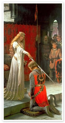 Der Ritterschlag Poster von Edmund Blair Leighton 60 x 120 cm Präraffaeliten Wanddeko