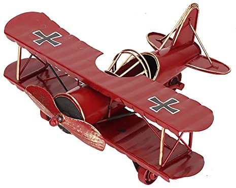 Buachois Flugzeug Modell, 22.5 x 18 cm Flugzeug Statuen Modernes Eisen Kleine Vintage Kreatives Statuen Retro Kämpfer Geschenke Handgefertigte Ornament für Desktop Dekoration Foto Requisiten Rot