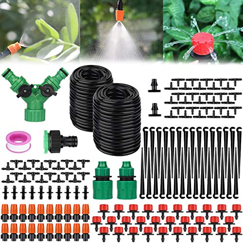 149 PCS Micro Drip Irrigation Kit, AOXLLK 30m/98ft Garden Irrigation DIY System Garden Irrigation Adjustable Nozzle, Automatic Watering Kits for Garden, Greenhouse, Lawn, Patio,Terrace Plants etc