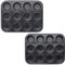 Tower T943033B5 Precision Plus 2 Piece Muffin Tray Set, Aluminised Steel with Non-Stick Coating, Black