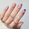 TMUT 24pcs French False Nails Purple Tip Short Square Stick on Nails Flower Press on Nails Removable Glue-on Nails Fake Nails Women Girls Nail Art Accessories, 1 millilitre