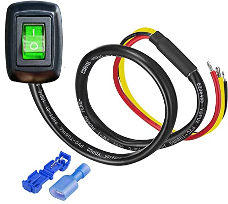 Gebildet Pastentyp Schalter Auto Druckschalter mit Terminal ON/Off DC12V/10A, 24V/5A DIY Wippschalter für Auto Boot Marine Truck RV (Grün LED)(Patent No.015001381)