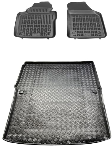 MOTOS Juego de alfombrillas de goma para coche y alfombrilla de PE para maletero adecuado para Volkswagen Caddy III 2004-2015 Mejora la comodidad de tus viajes con la alfombrilla antideslizante para c