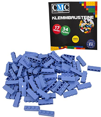 CMC imports 200 Klemmbausteine Bausteine Grundbausteine 1x4 Noppen Kompatibel 4 Noppen Bricks 34 vers. Farben (452 - Lavendel)