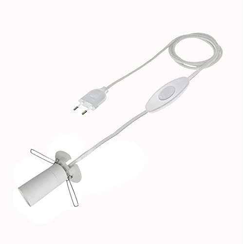 HALOTEC Cable para lampara de sal | con interruptor | Cable alimentación electrico de 1,2 metros con portalámparas | Color blanco | 250V-2A | Repuesto Casquillo Lamparas de sal