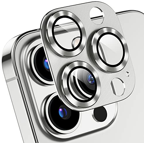 AFARER 2 Stück für iPhone 13 Pro/ 13 Pro Max kameraschutz metall,9H Härte HD Linse Schutzfolie,Linsenschutz ultradünnes,gehärtet Glas Abdeckung,Panzer Schutz Folie,Starke Haftung kratzfeste,Silber
