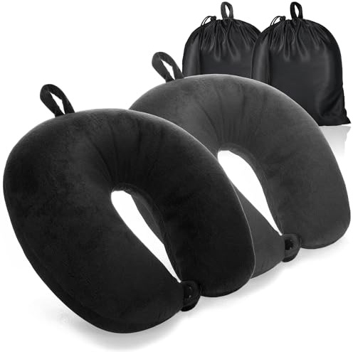 com-four® 2X Premium Nackenkissen, Nackenstützkissen mit Memory Foam | Nackenhörnchen für Erwachsene - samtweiches Reisekissen für Flugzeug - Auto - Zug - Schiff und Bus - Einschlafhilfe