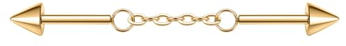AROWRO Gold Industrail Piercingschmuck Kette Industrieohrringe 14G Industrieschmuck Industriehantel Industrieohrringe Knorpel Conch Helix Piercingschmuck 1 1/2 Zoll 38mm Chirurgenstahl…