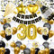 WAZIWE Luftballons 30. Geburtstag, Deko Schwarz Gold für Mann und Frau, Konfetti und Streudeko