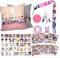 BTS Fanartikel Set Für Army, Bangtan Boys Merch Mit 1 BTS 45x45 cm Kissenbezug, 1 Schlüsselanhänger,1 Handy Ring, 1 Schlüsselband, 2 Brosche, 2 Tattoo Stickers, 12 Aufkleber, 40 BTS Photocard