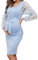 Vuncio Robe Grossesse Chic Et Elegant Shooting Photo Manche Longue Dentelle Col Rond Fleur Robe Enceinte Pas Cher Volants Maxi Robe Maternité Fête Soirée Mariage Cérémonie (Blue, M)