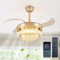 Depuley 36″ Crystal Ceiling Fan with Lights, Dimmable Chandelier Retractable Ceiling Fans, 6-Speed Invisible Blades Fan Light Ceiling for Bedroom Living Room Dining Room, App Control，Gold…