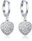 925 Sterling Silber Creolen mit Anhänger Herz Hängend - Klein Durchmesser 14mm für Damen, Frauen und Mädchen