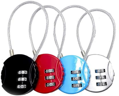 Candado de Combinación,4 PCS Candados para Maleta Candado Pequeño de 3 Dígitos Candado de Alambre para Equipaje Candados de Seguridad de Combinación de Numerico para Armarios Maletas