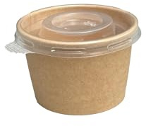 We Can Source It Ltd - Round Kraft Sauce Portion Pots 6oz with Plastic Lids - Durable Cardboard Food Containers for Sauces, Dips & Dressings – Ideal for Takeaway & Restaurant Use - Pack of 100
