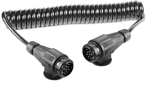 ETUKER Anhänger Verlängerungskabel Max. 3.5M Anhangerkabel 13 Polig Spiralkabel 12v Kabel 13-13 poliger Anhänger Stecker