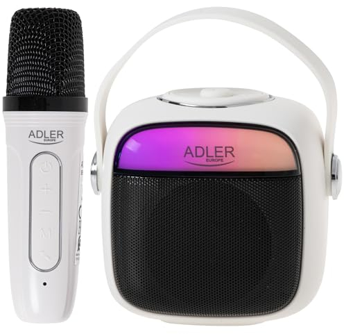 Adler Funklautsprecher mit Mikrofon für Karaoke Bluetooth AD 1199 W 4 Sprachmodulationen und Originalstimme 8 Stunden Betriebszeit