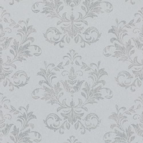 Galerie Hotel Silver/Grey Embossed Damask Glitter Wallpaper Roll