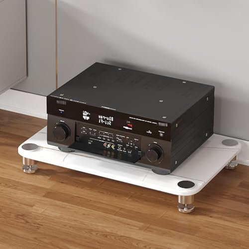 LYXWGRZD Audio Rack HiFi Regal, HiFi Rack mit gehärtetem Glas, Multifunktions-Phonoschrank, Record Player Stand for Besprechungs-, Wohn- und Aufnahmeräume(Wit,10cm/3.9in)