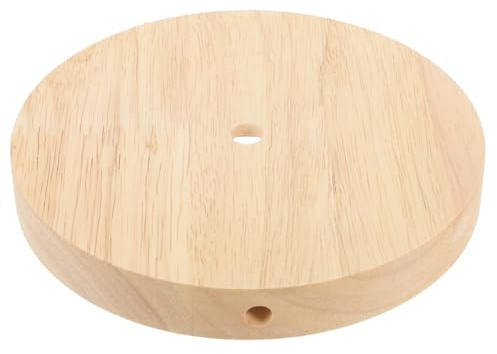 Mikikit Tischlampensockel Holz Rund E27/E14 15.00X15.00X2.00 cm | Holzmaterial, Khaki Farbe, 15.00X15.00X2.00 cm, E27/E14 Sockellicht, 1 X Lampenbasis