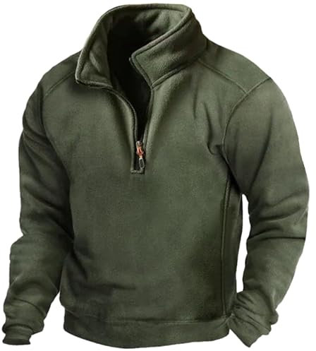 Felpa tattica da combattimento in pile da uomo, calda attività all'aria aperta, militare, atletica, sport, maglioni, antivento, felpa con cerniera, maniche lunghe, senza cappuccio, colletto alla