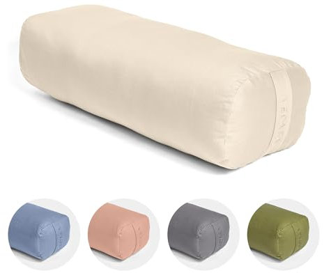 Vedara® Yoga Bolster AKAMA – Yogakissen mit Kapokfüllung für Yin Yoga – Rechteckig – Waschbarer Bezug aus 100% robuster Baumwolle – Großes Yogakissen für Restorative Yoga (Natur, Groß)