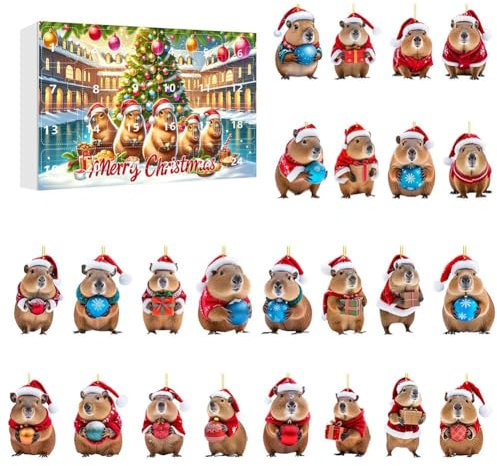 Calendario dell'Avvento con kit per conto alla rovescia, calendario natalizio 24 giorni, ciondolo a forma di albero in acrilico 2D