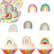 ENLACE Essbare Regenbogen Tortendeko Geburtstag,40 Stück Regenbogen Kuchen Deko Geburtstag Essbar,Cupcake Topper Regenbogen Deko Kindergeburtstag,Esspapier Regenbogendeko Torte Taufe