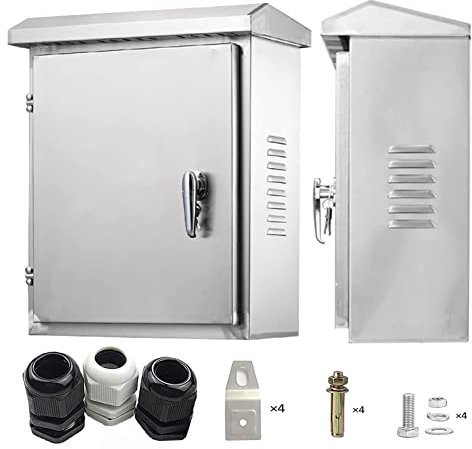 CHENGPI Coffret Electrique Etanche Exterieur,Boite Etanche Electrique Exterieur avec Serrure,Armoire en Acier Inoxydable avec Panneau Isolant - Applicable à Intérieures et Extérieures|400x300x160mm